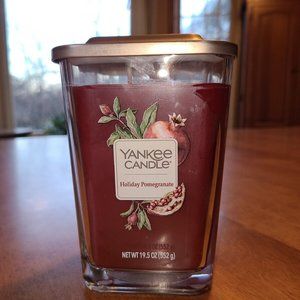 Yankee Candle HOLIDAY POMEGRANATE Large Elevation Square 2-wick Jar 19.5 oz